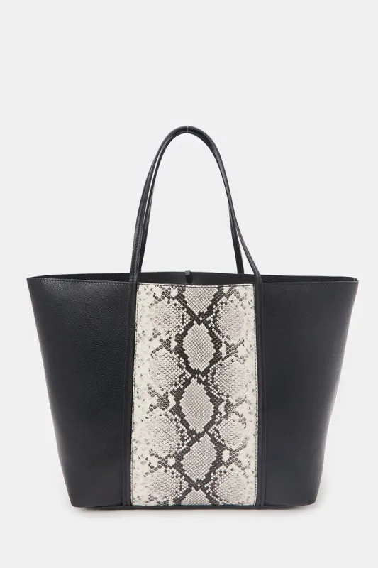 Women Black Croc Embellished Tote Bag sold by Redtag