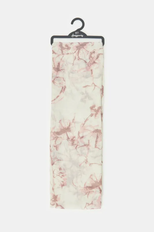 Women Pink Floral Printed Scarf sold by Redtag