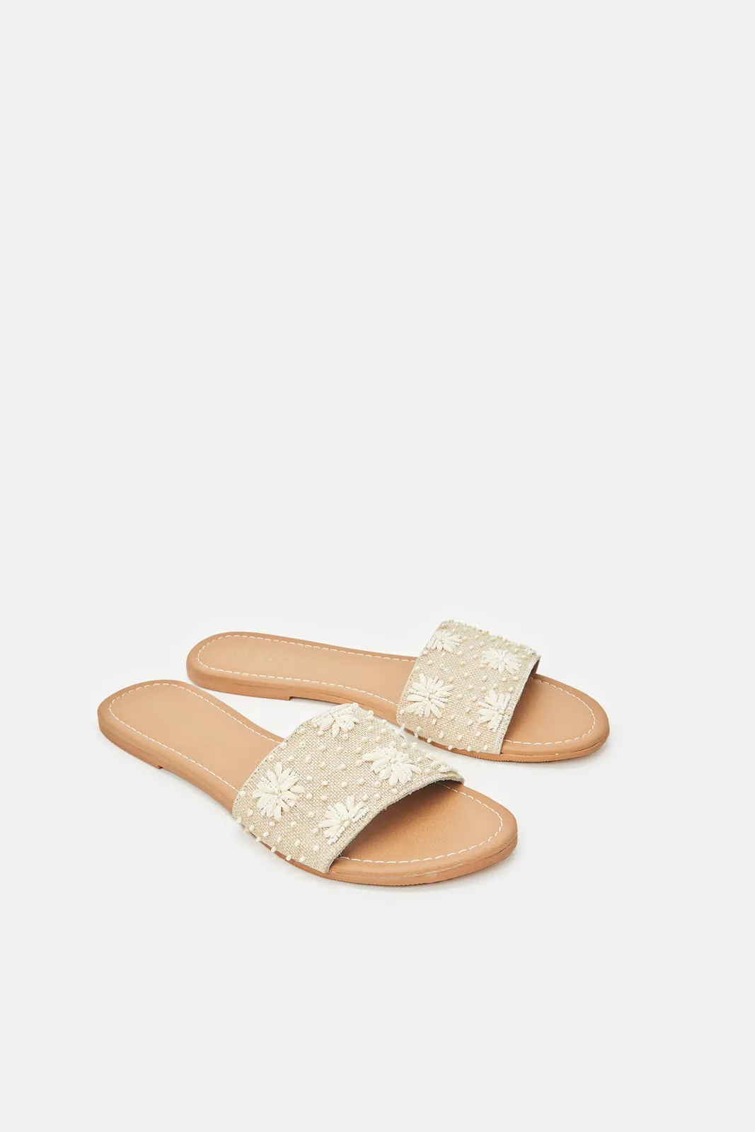 Women Beige Embroidered Mule sold by Redtag product image thumbnail 2