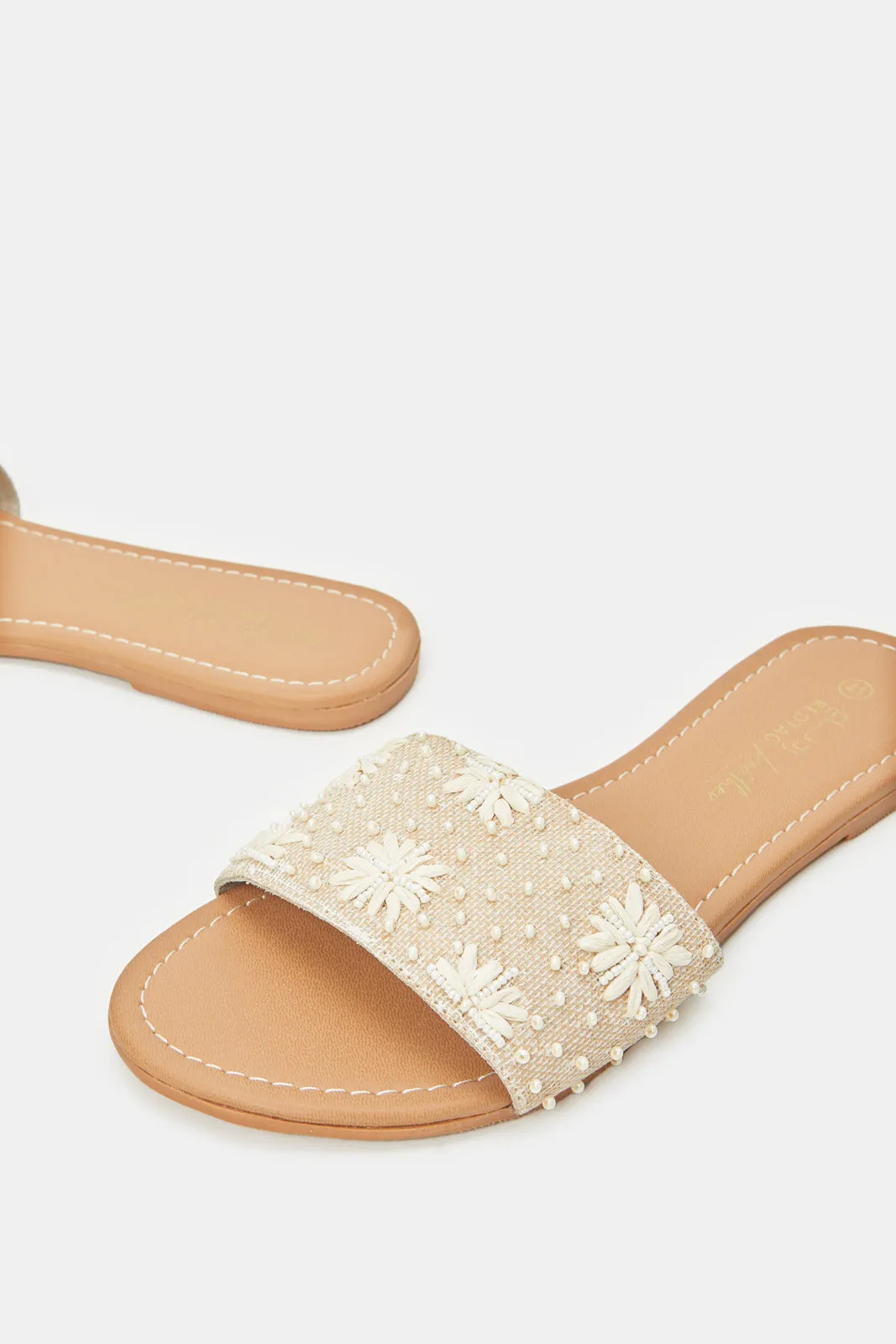 Women Beige Embroidered Mule sold by Redtag product image thumbnail 3