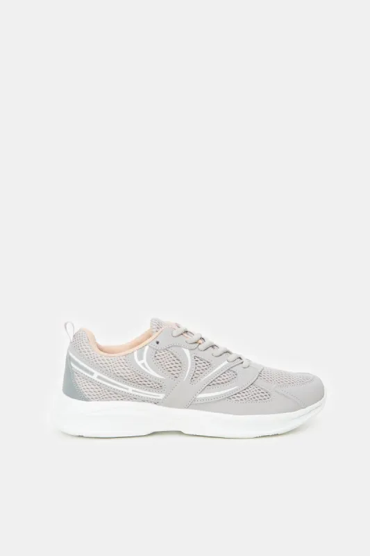 Women Grey Lace Up Running Shoes sold by Redtag