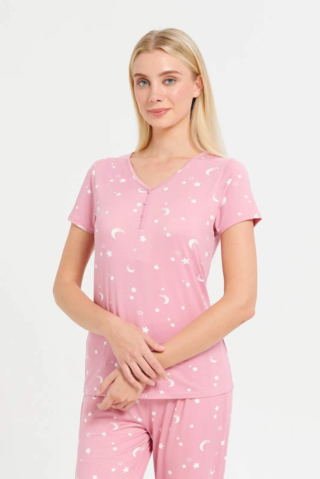 Women Pink Printed Pyjama Set (2 Piece) sold by Redtag product image thumbnail 2