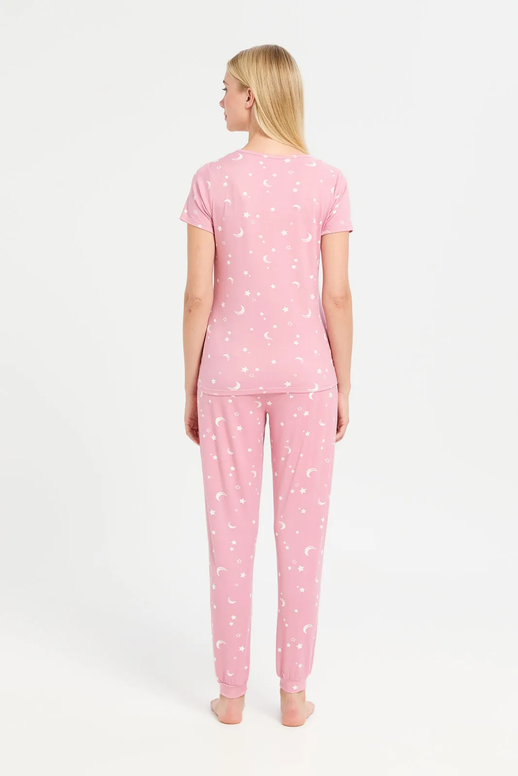 Women Pink Printed Pyjama Set (2 Piece) sold by Redtag product image thumbnail 4