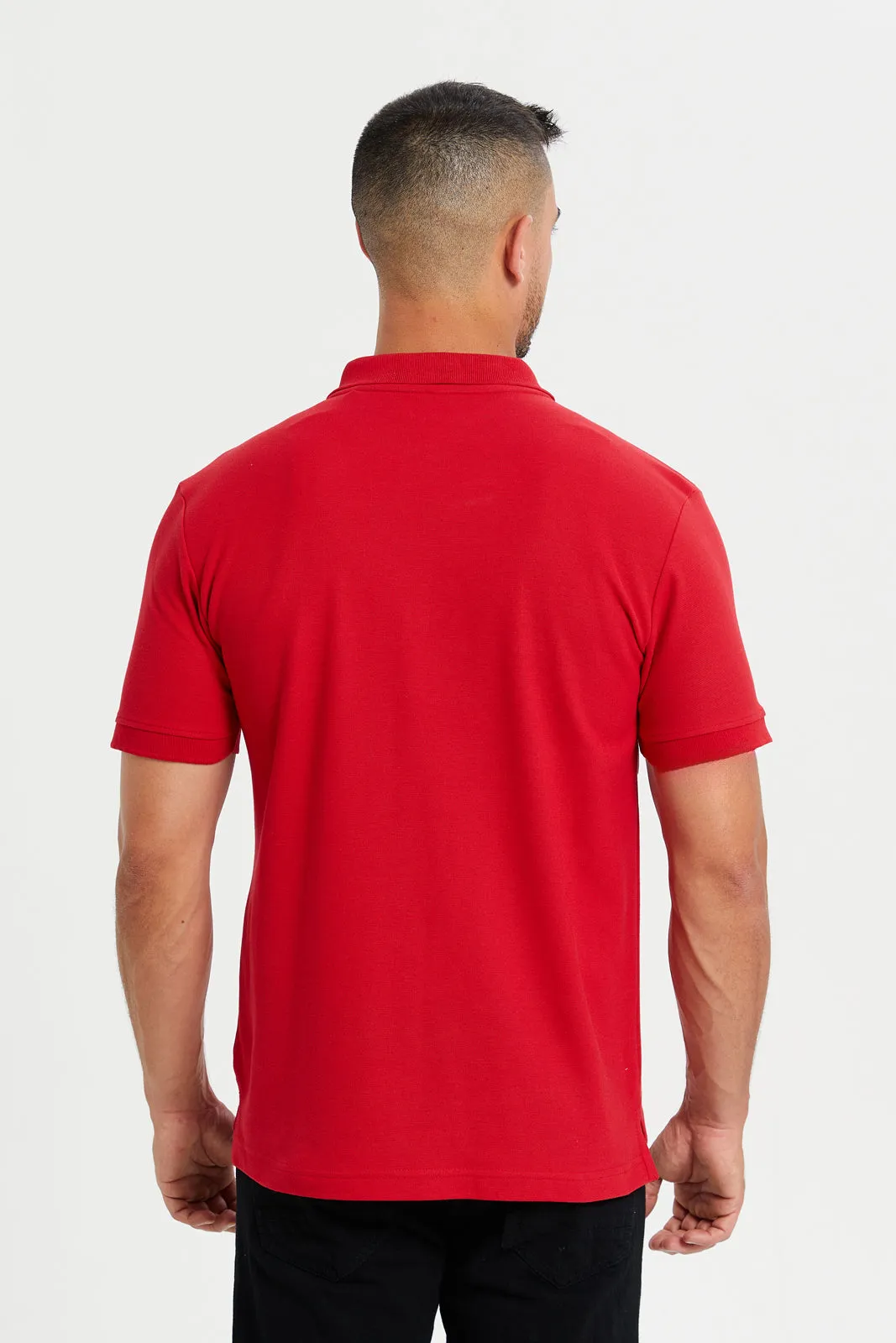 Men Red Printed Short Sleeve Polo T-Shirt sold by Redtag product image thumbnail 2