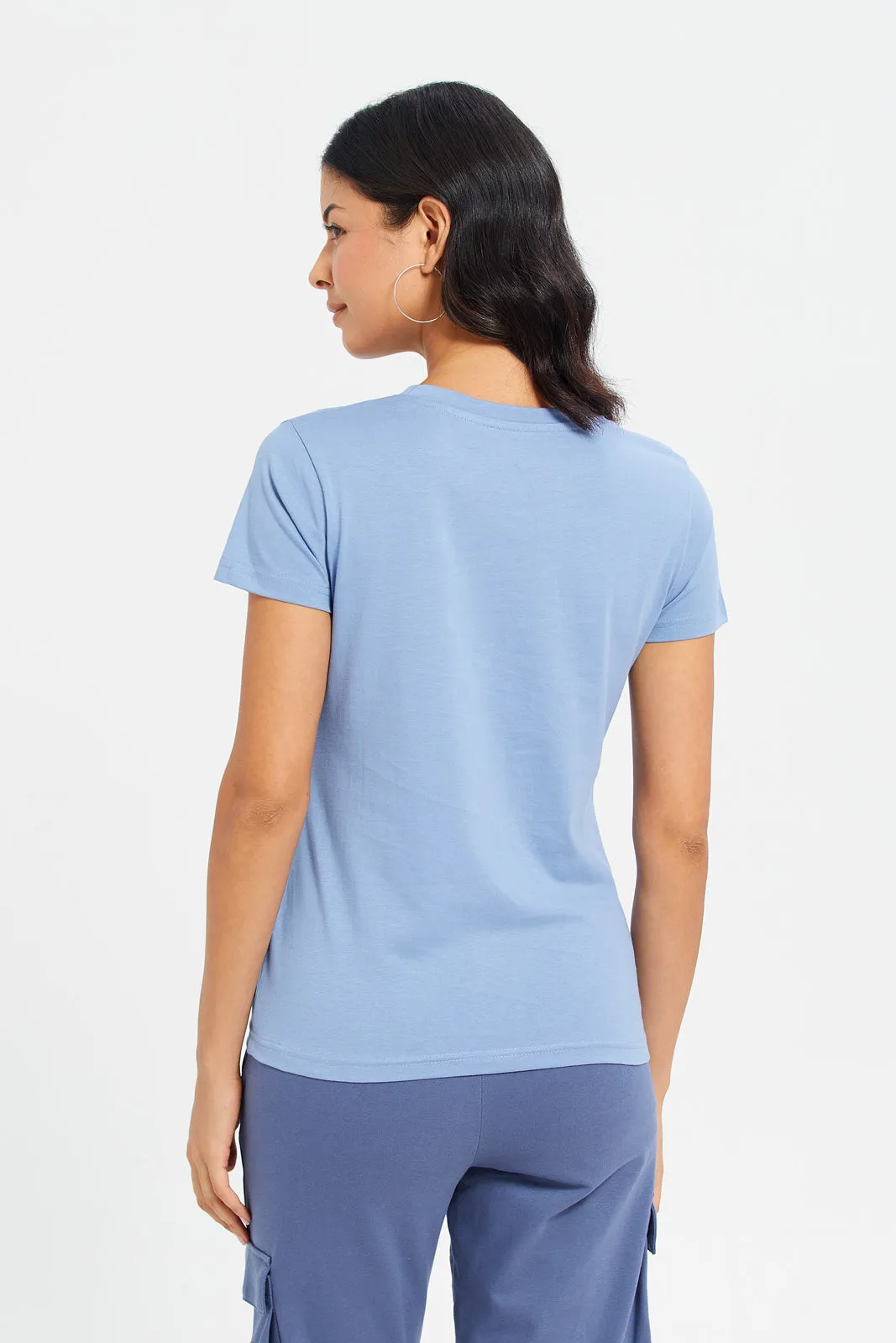 Women Blue Basic T-Shirt sold by Redtag product image thumbnail 3