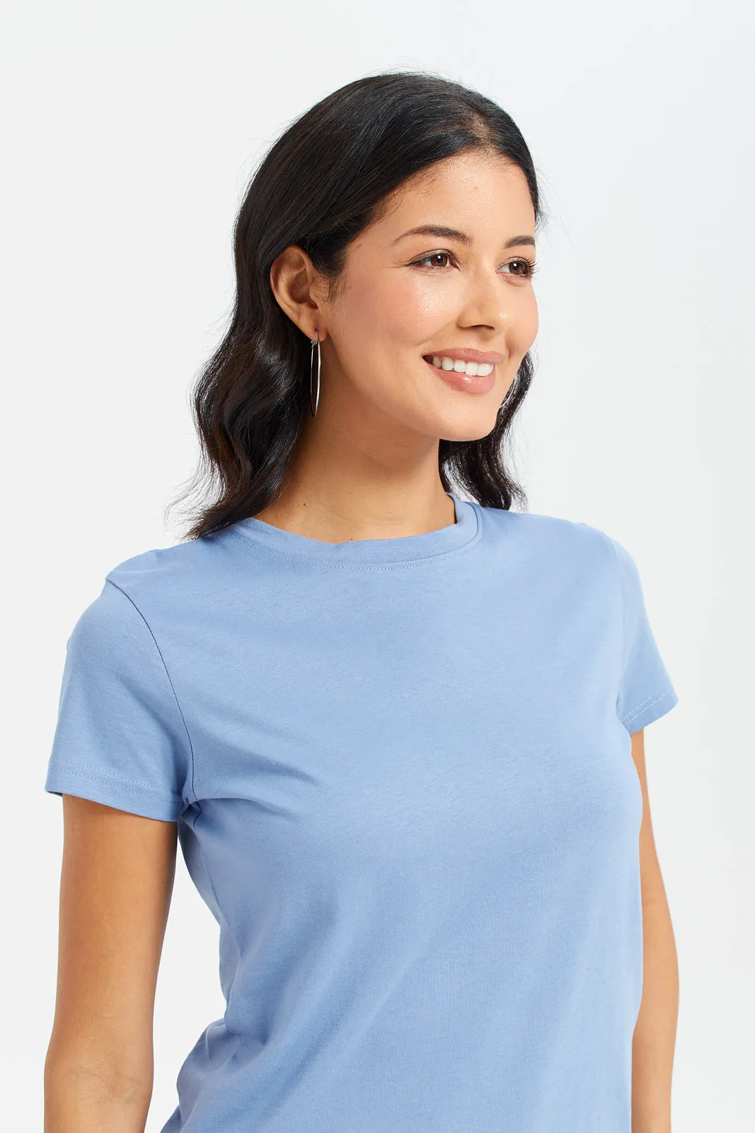 Women Blue Basic T-Shirt sold by Redtag product image thumbnail 4