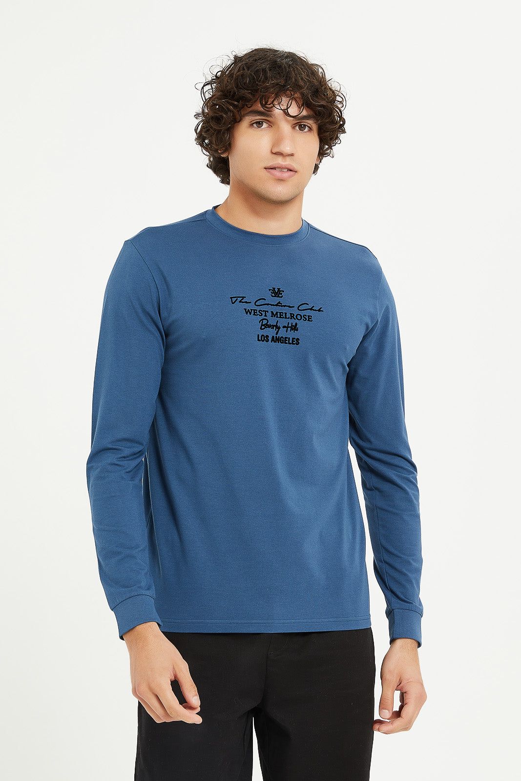 Men Blue Stretch Printed T-Shirt sold by Redtag