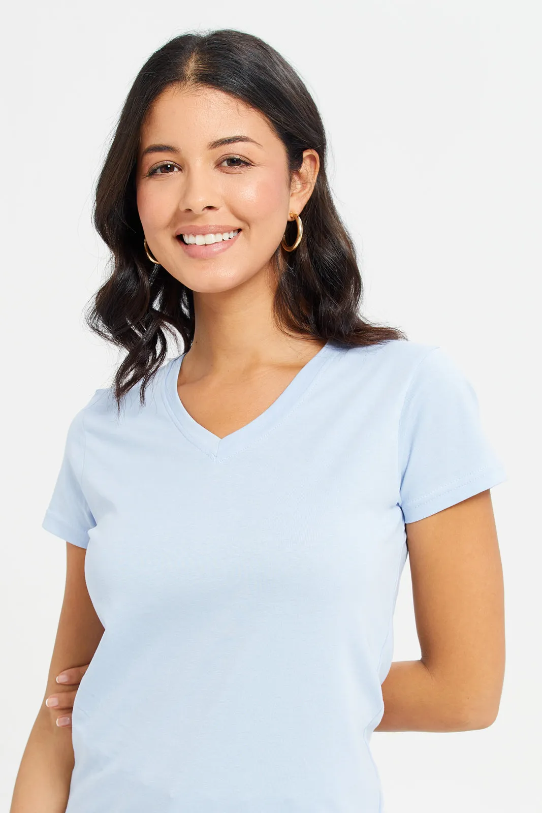 Women Blue Basic T-Shirt sold by Redtag product image thumbnail 4