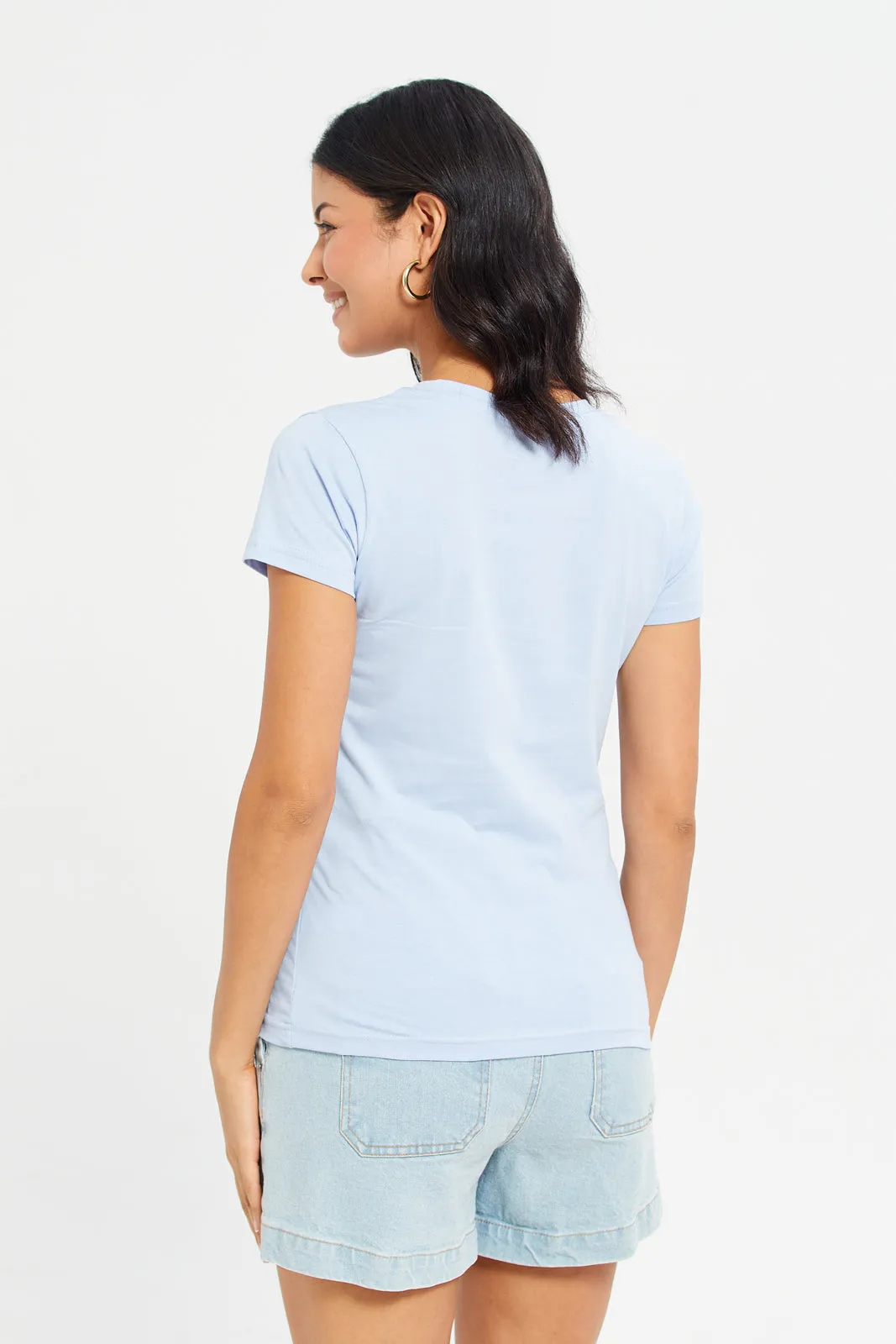 Women Blue Basic T-Shirt sold by Redtag product image thumbnail 3