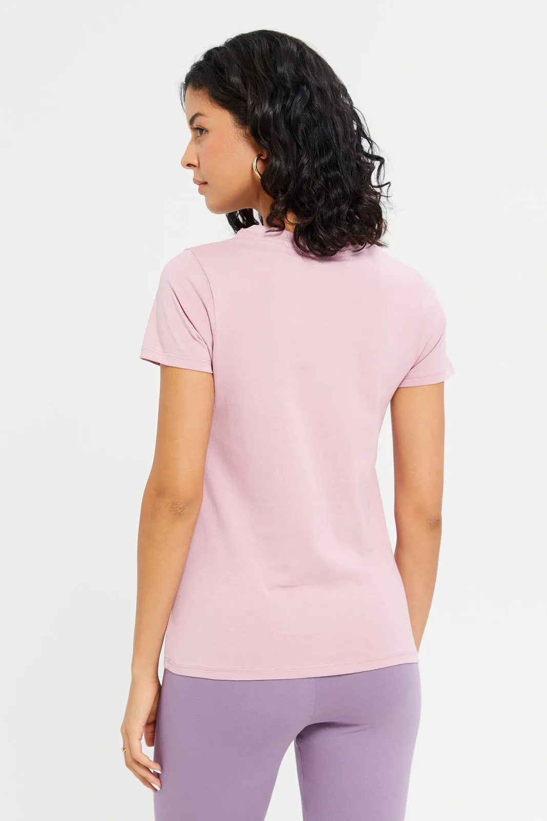 Women Mauve Au De Paris Printed T-Shirt sold by Redtag product image thumbnail 3