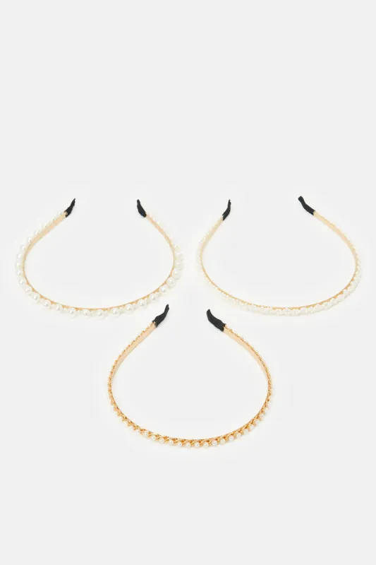 Women Gold Embellished Headband Set (3 Piece) sold by Redtag