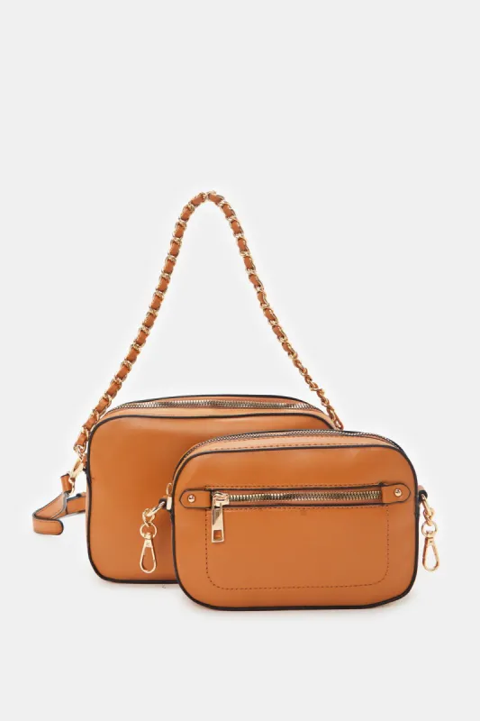 Women Tan Cross Body Bag (2 Piece) sold by Redtag