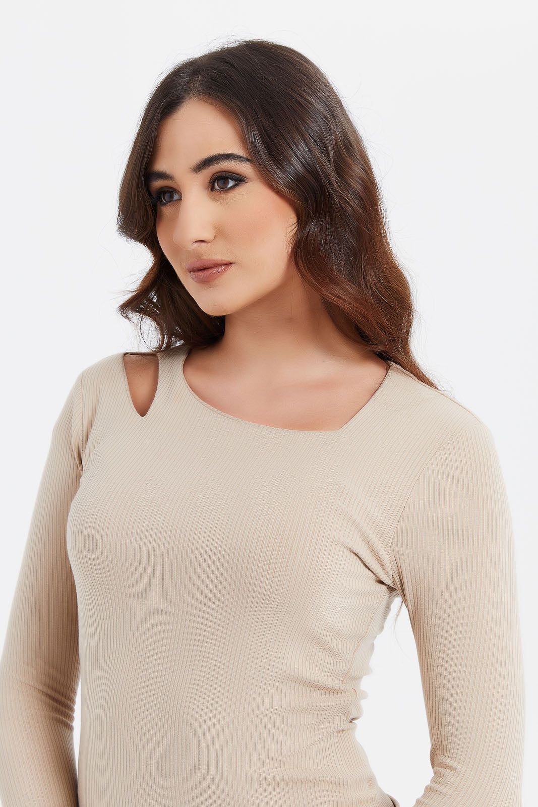Women Beige Ribbed Top sold by Redtag product image thumbnail 4