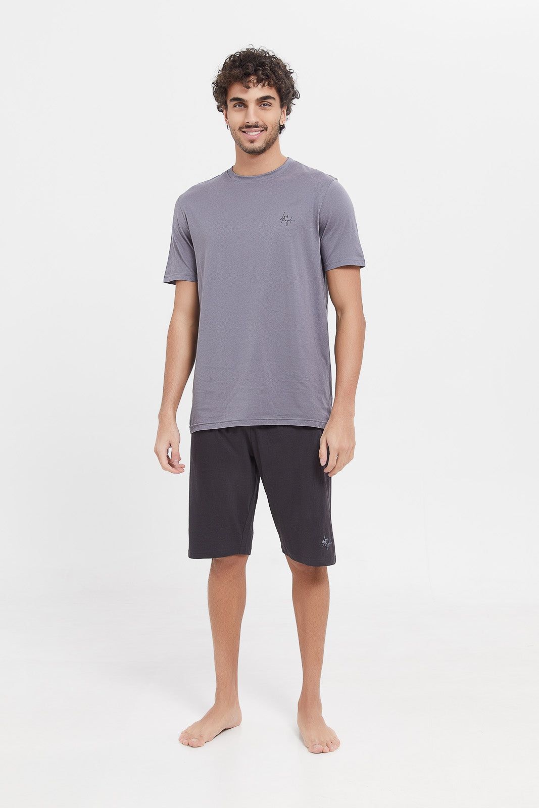 Men Black And Grey Pyjama Set (2 Piece) sold by Redtag