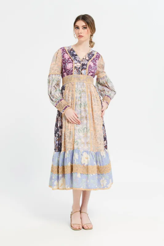 Women Multicolour Printed Midi Dress sold by Redtag