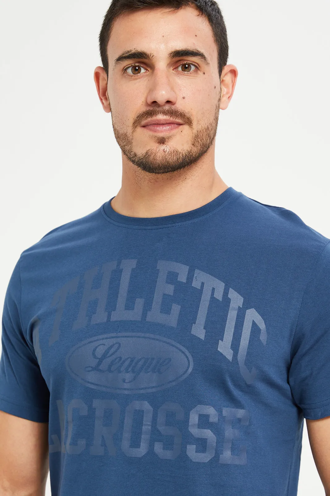 Men Blue Graphic Round Neck T-Shirt sold by Redtag product image thumbnail 4
