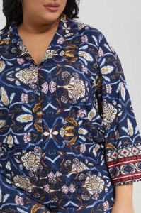 Plus Size Women Navy Printed Blouse sold by Redtag