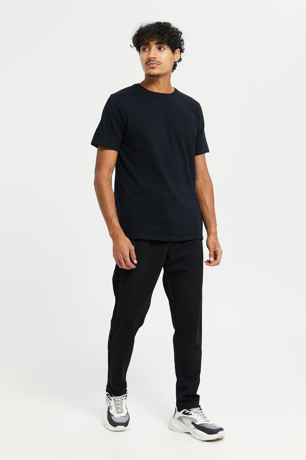 Men Black Plain Pull On Pants sold by Redtag product image thumbnail 2
