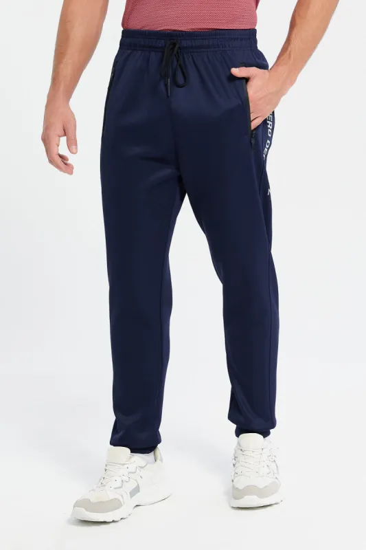 Men Navy Side Print Active Pants sold by Redtag