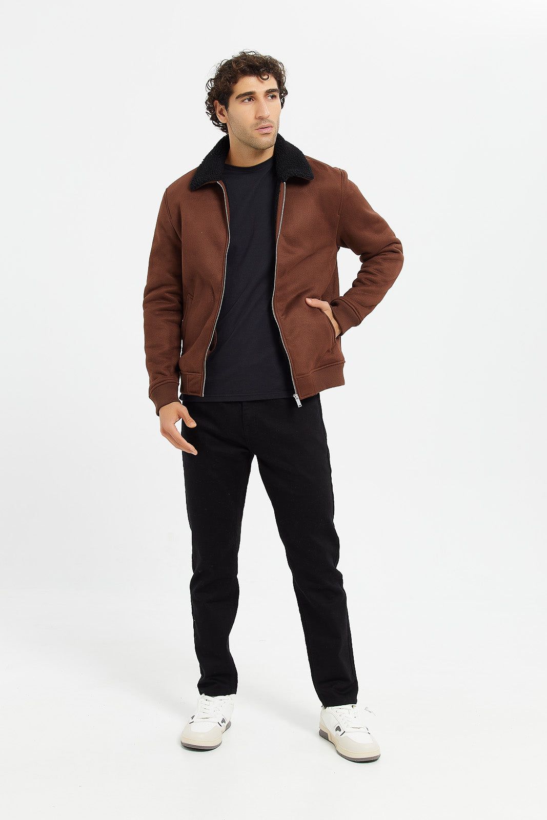 Men Brown Suede Aviator Jacket sold by Redtag product image thumbnail 2