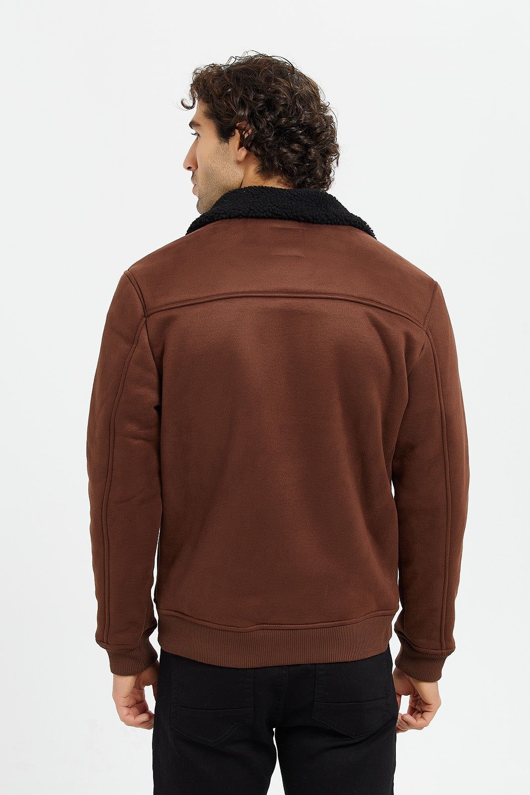 Men Brown Suede Aviator Jacket sold by Redtag product image thumbnail 3