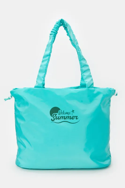 Women Blue Printed Beach Bag sold by Redtag
