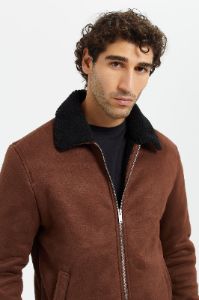 Men Brown Suede Aviator Jacket sold by Redtag