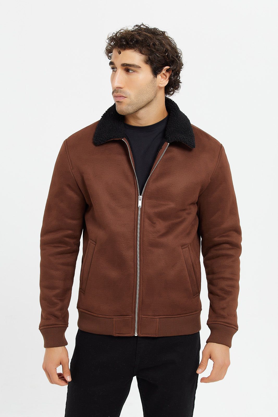 Men Brown Suede Aviator Jacket sold by Redtag