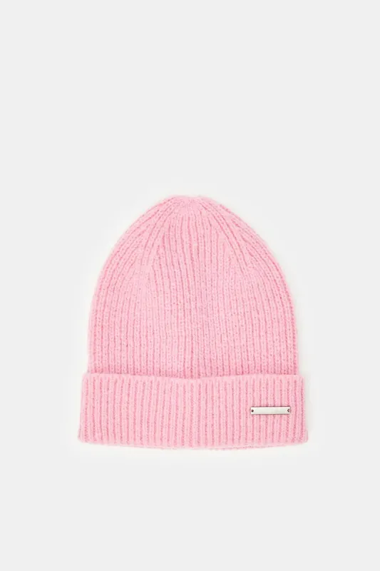 Women Pink Knitted Cap sold by Redtag
