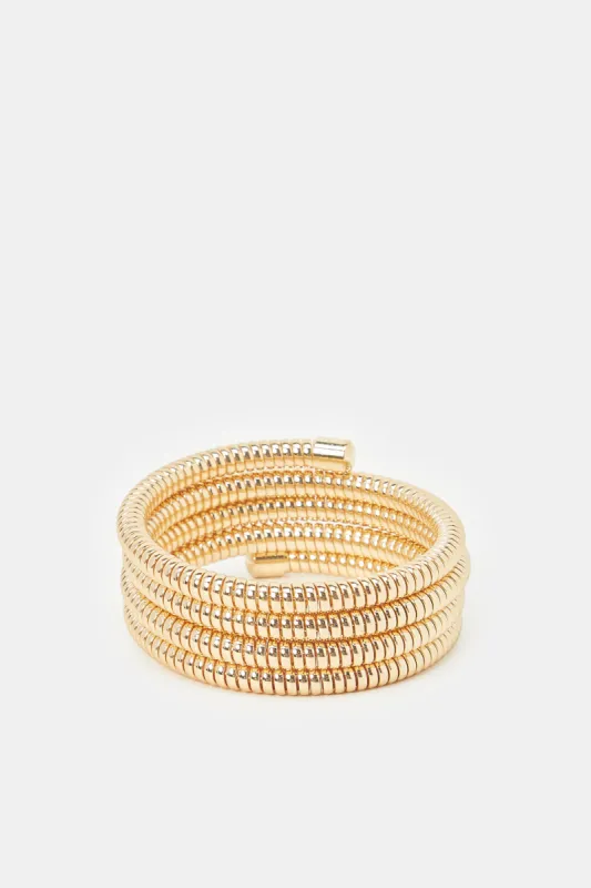 Women Gold Textured Wrap Up Bracelet sold by Redtag