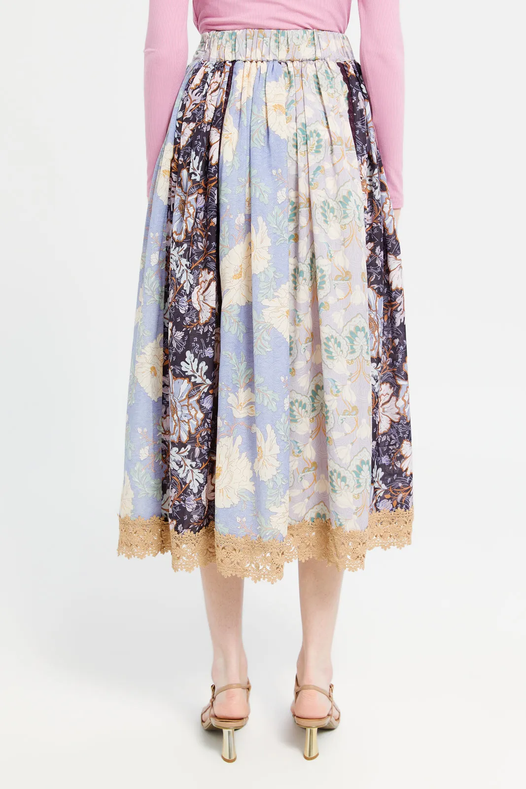 Women Blue Printed Gathered Skirt sold by Redtag product image thumbnail 3