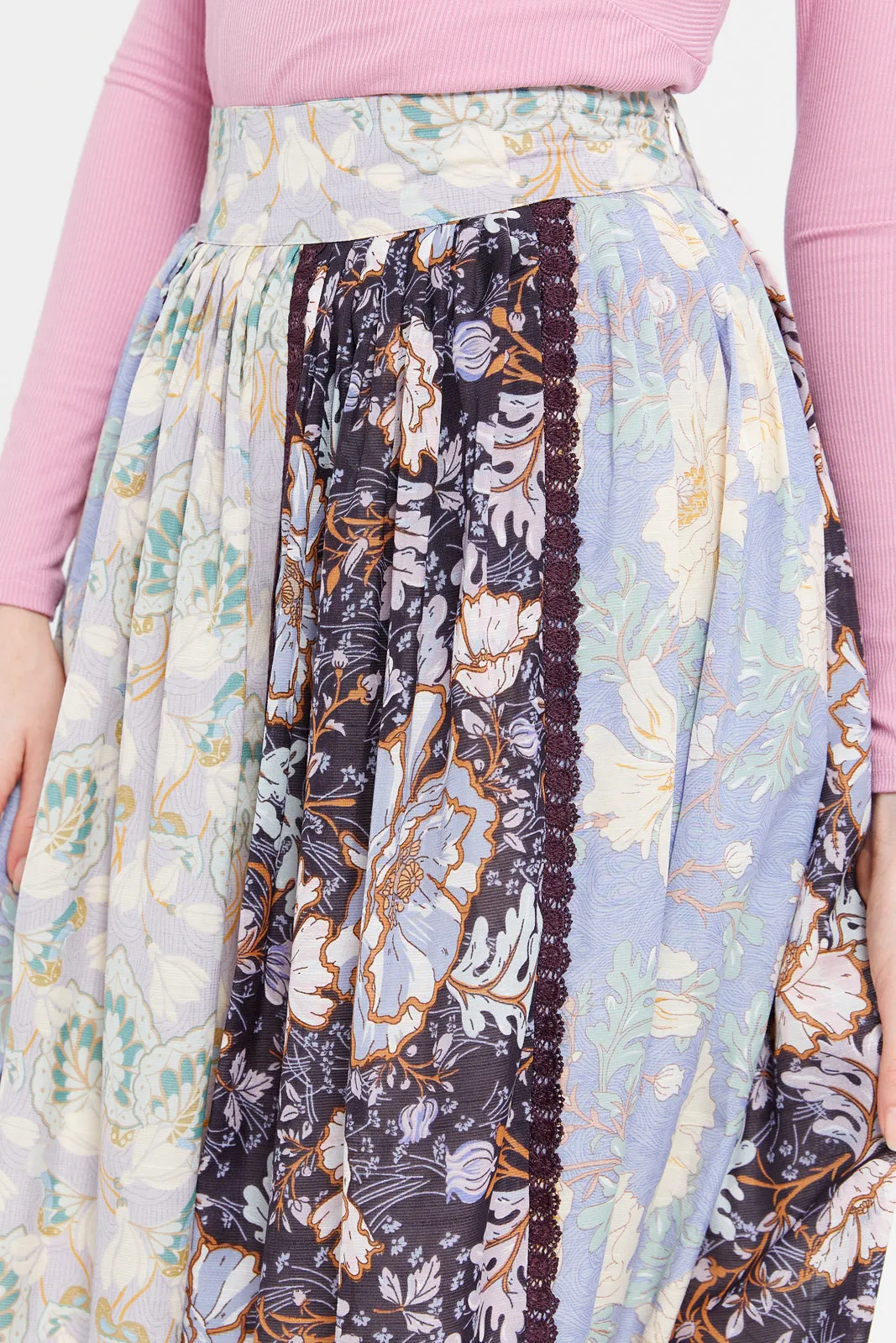 Women Blue Printed Gathered Skirt sold by Redtag product image thumbnail 4