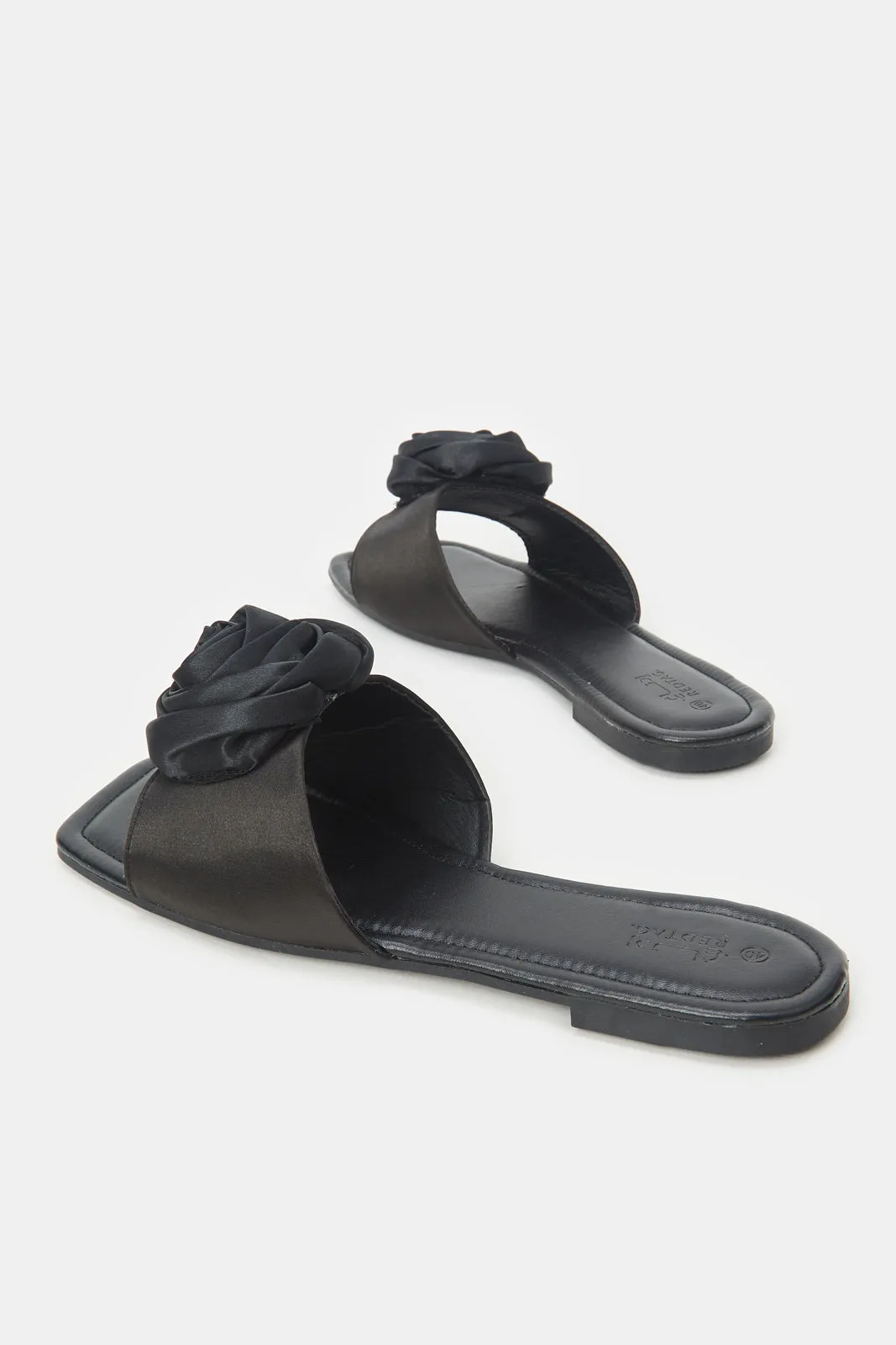 Women Black Satin Flower Mule sold by Redtag product image thumbnail 4
