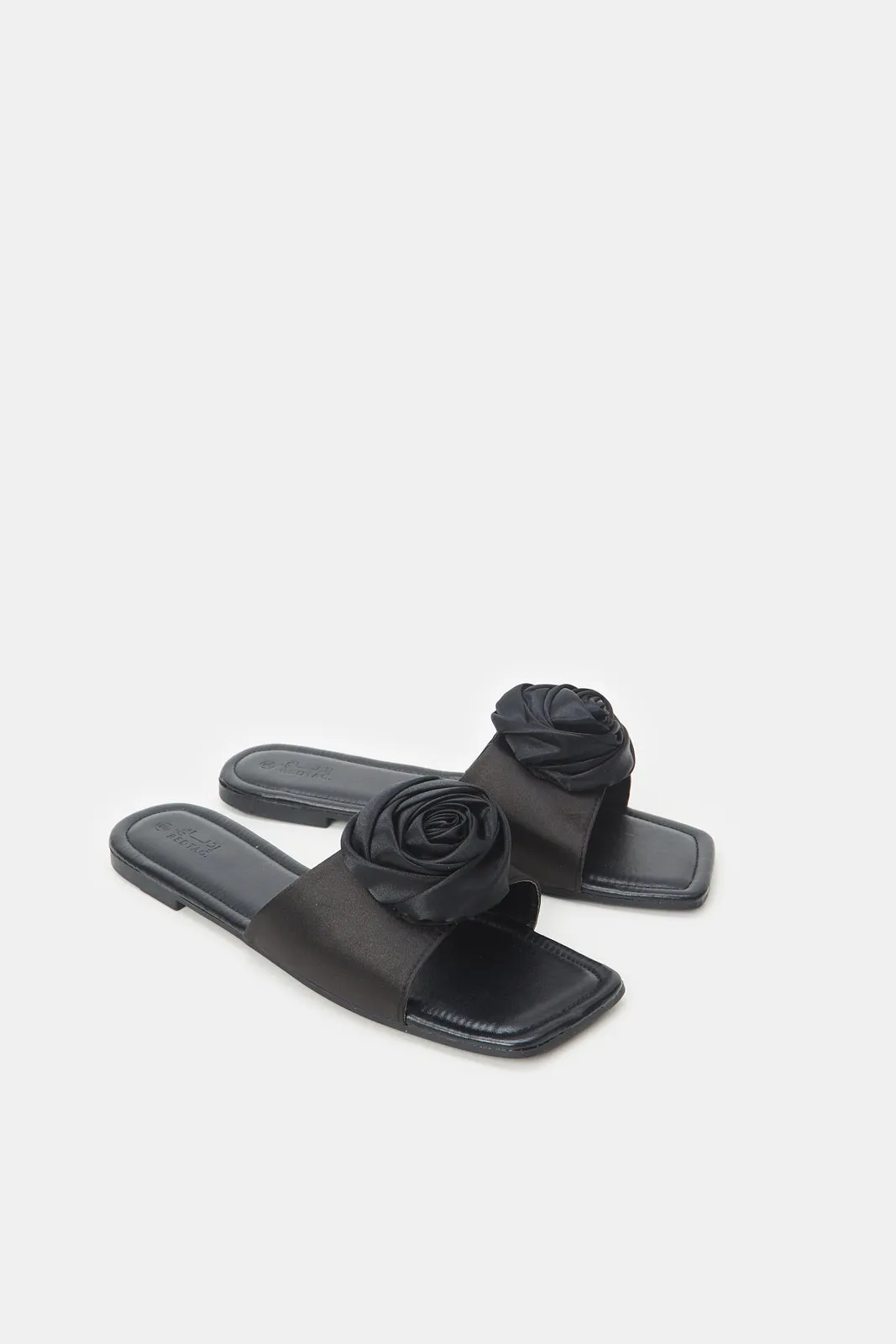 Women Black Satin Flower Mule sold by Redtag product image thumbnail 2