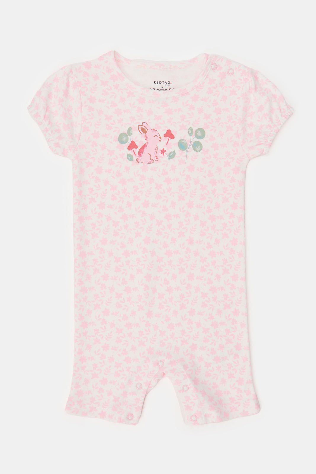 Baby Pink Printed Romper sold by Redtag