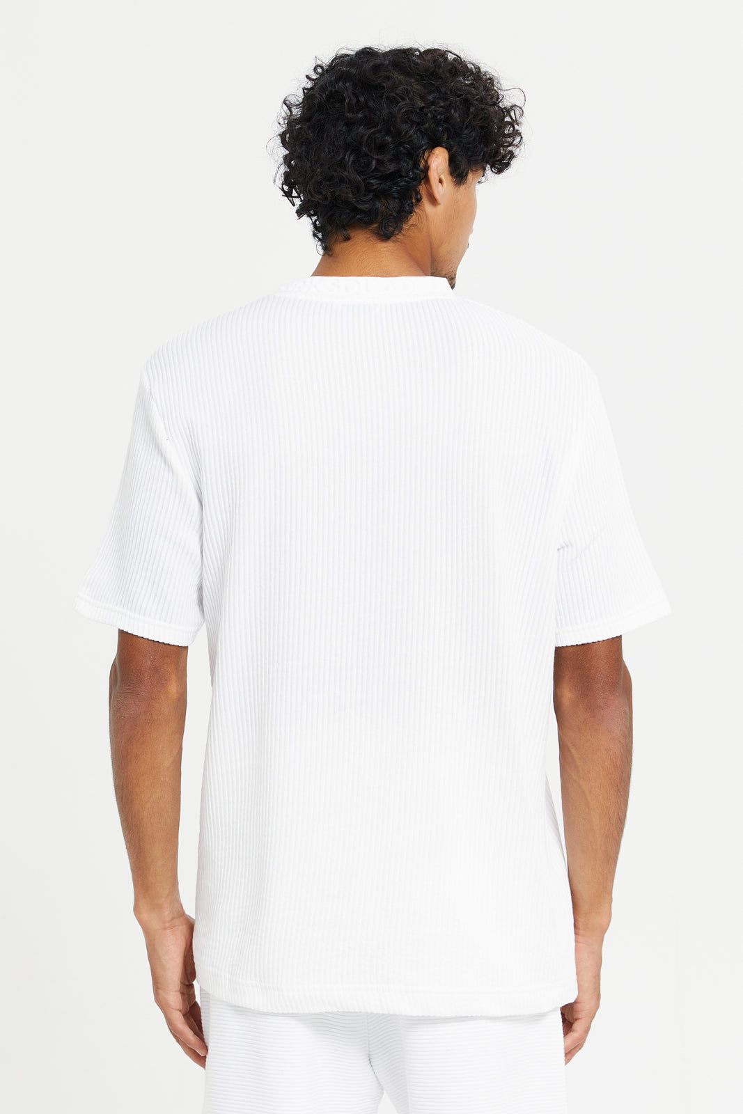 Men White Jacquard Short Sleeve T-Shirt sold by Redtag product image thumbnail 3