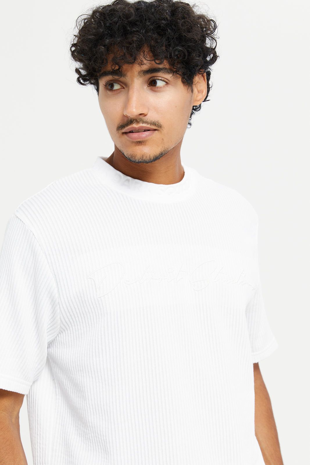 Men White Jacquard Short Sleeve T-Shirt sold by Redtag product image thumbnail 4