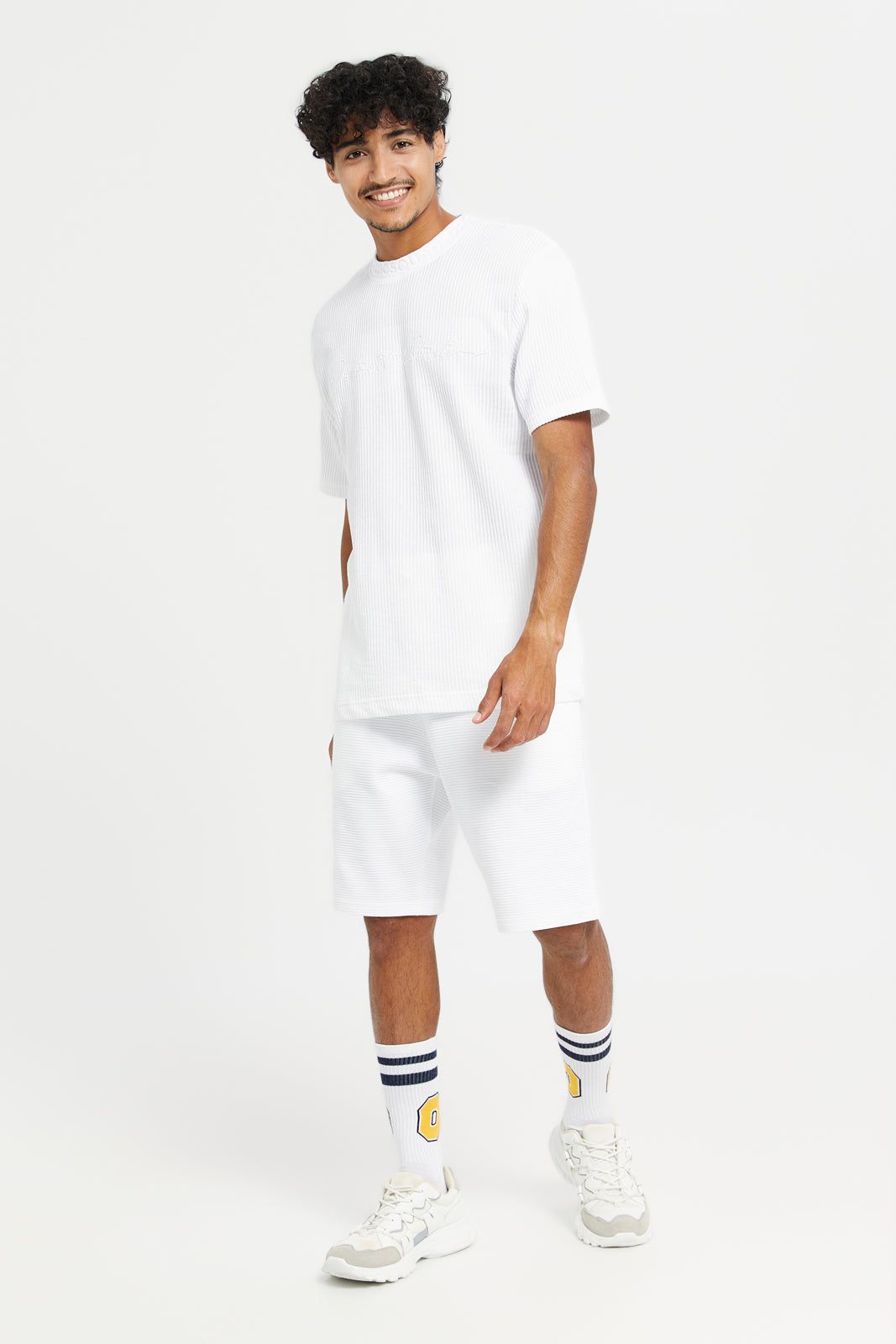 Men White Jacquard Short Sleeve T-Shirt sold by Redtag product image thumbnail 2