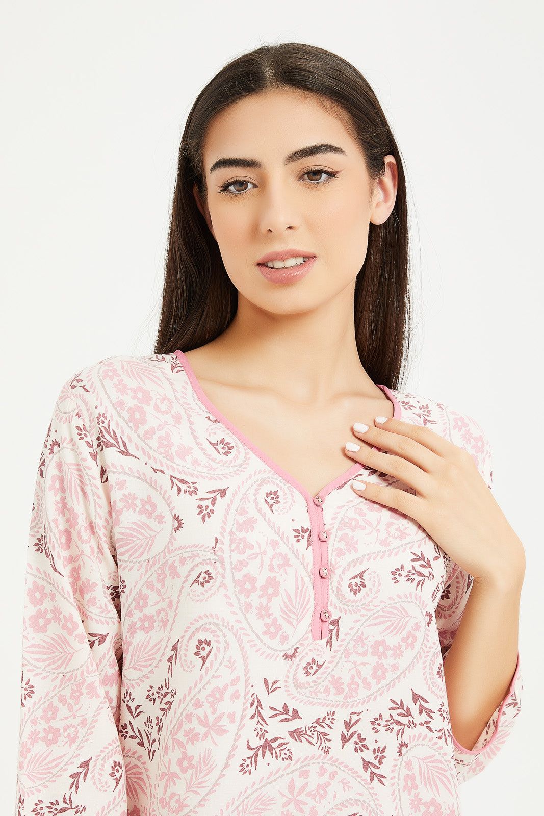 Women Pink Flower Printed Nightgown sold by Redtag product image thumbnail 4