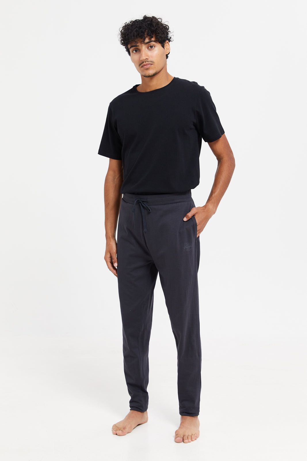 Men Charcoal Cuffed Pyjama Bottom sold by Redtag product image thumbnail 2