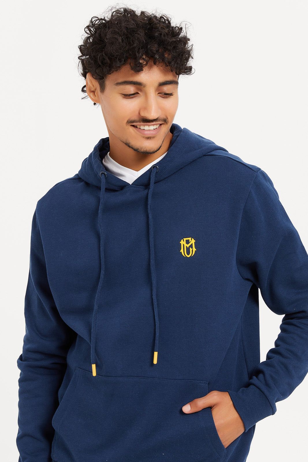 Men Blue Basic Hoodie sold by Redtag product image thumbnail 4