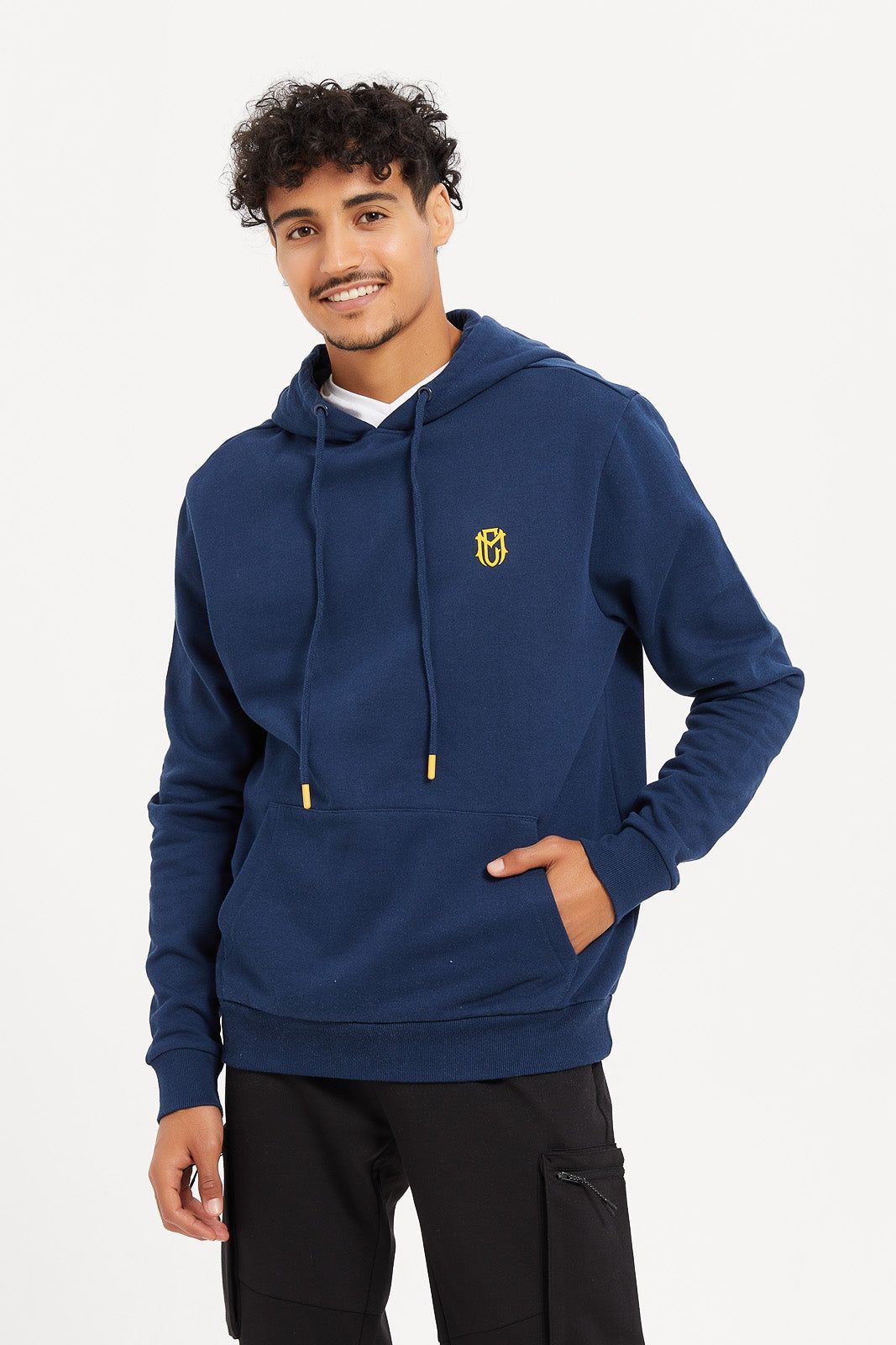 Men Blue Basic Hoodie sold by Redtag