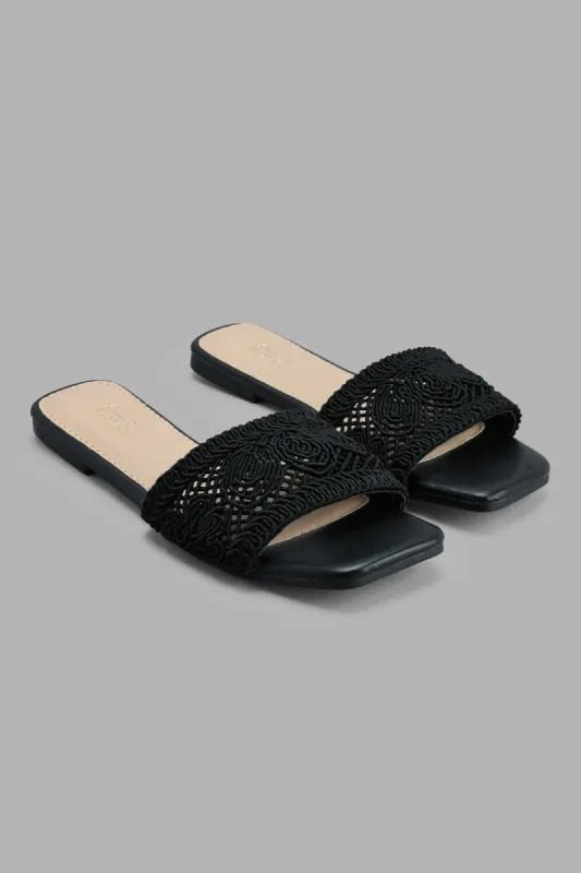 Black Textured Mule sold by Redtag