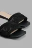 Black Textured Mule sold by Redtag