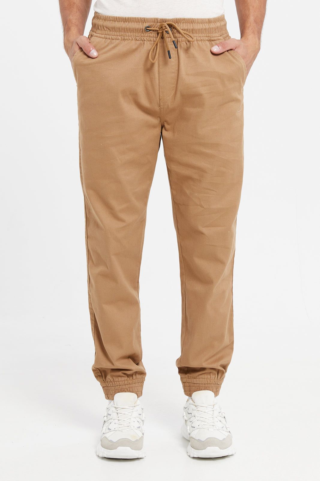 Men Beige Basic Pull On Twill Jogger sold by Redtag
