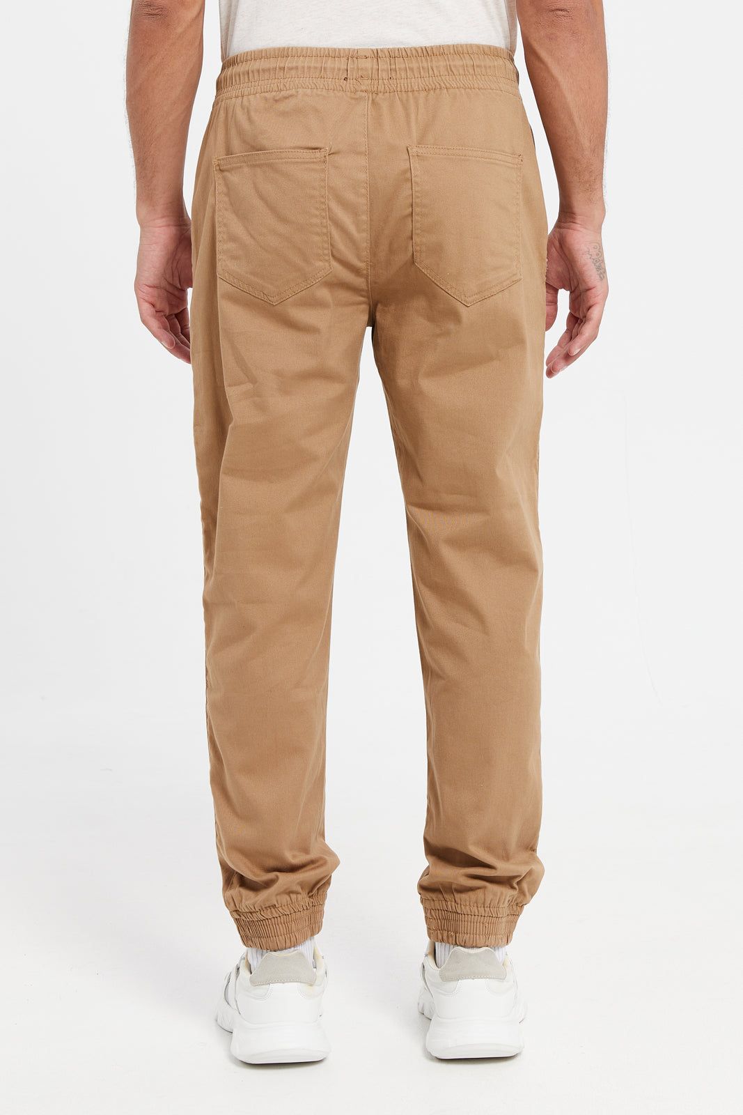 Men Beige Basic Pull On Twill Jogger sold by Redtag product image thumbnail 3