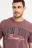 Men Burgundy Graphic Round Neck T-Shirt sold by Redtag