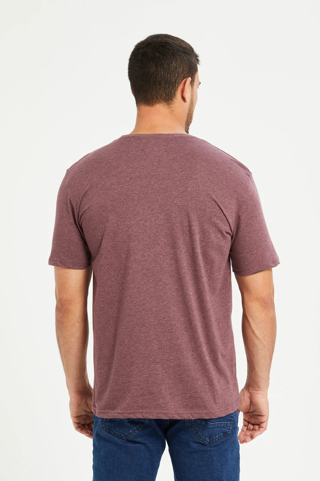 Men Burgundy Graphic Round Neck T-Shirt sold by Redtag product image thumbnail 3