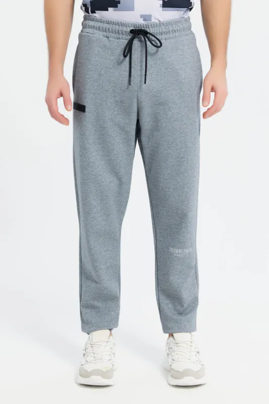 Men Charcoal Joggers With Logo sold by Redtag