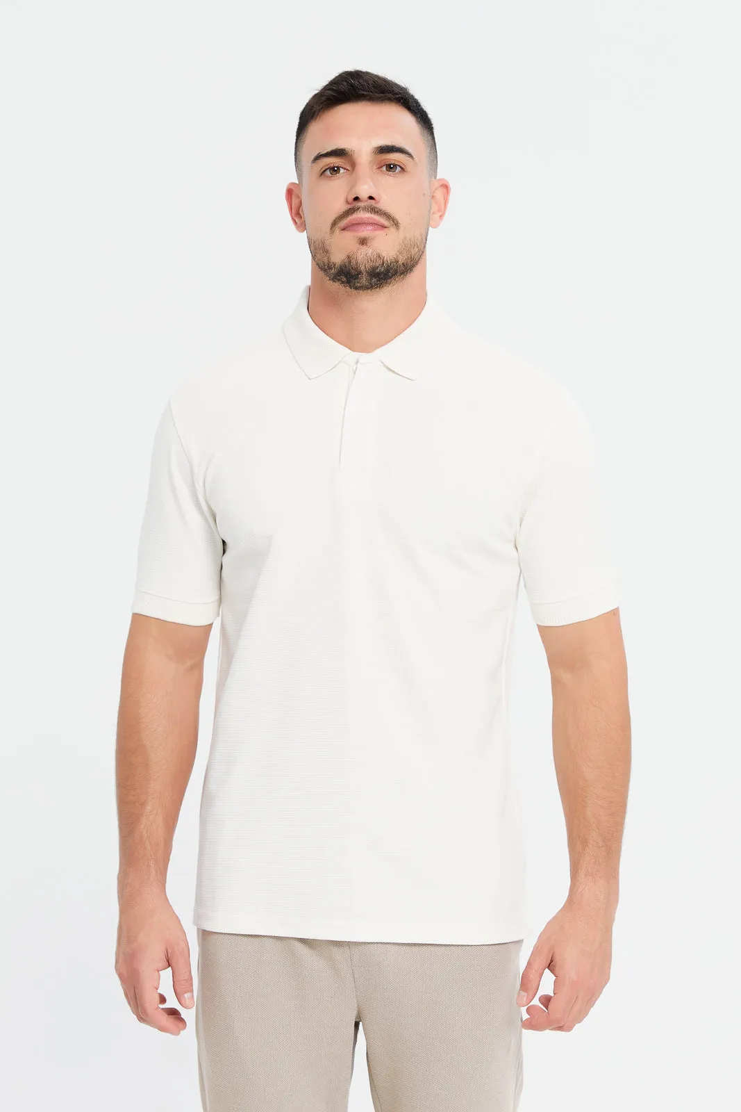 Men Ivory Slim Fit Polo Shirt sold by Redtag